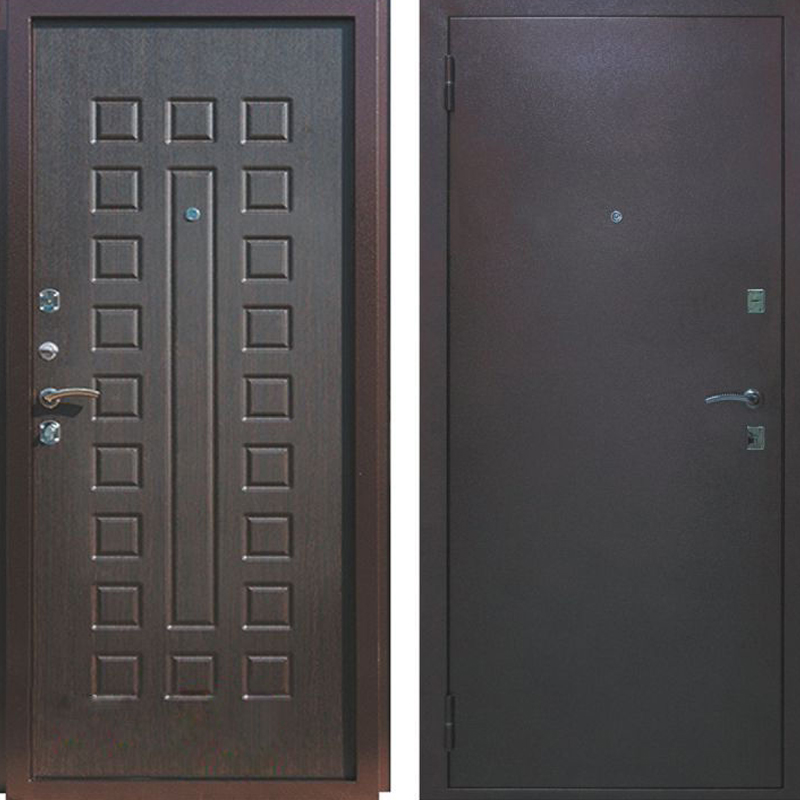 Входная дверь металлическая ЭКСТРА (Д7) ЛЕВАЯ: ВЕНГЕ, покрытие антик медный
